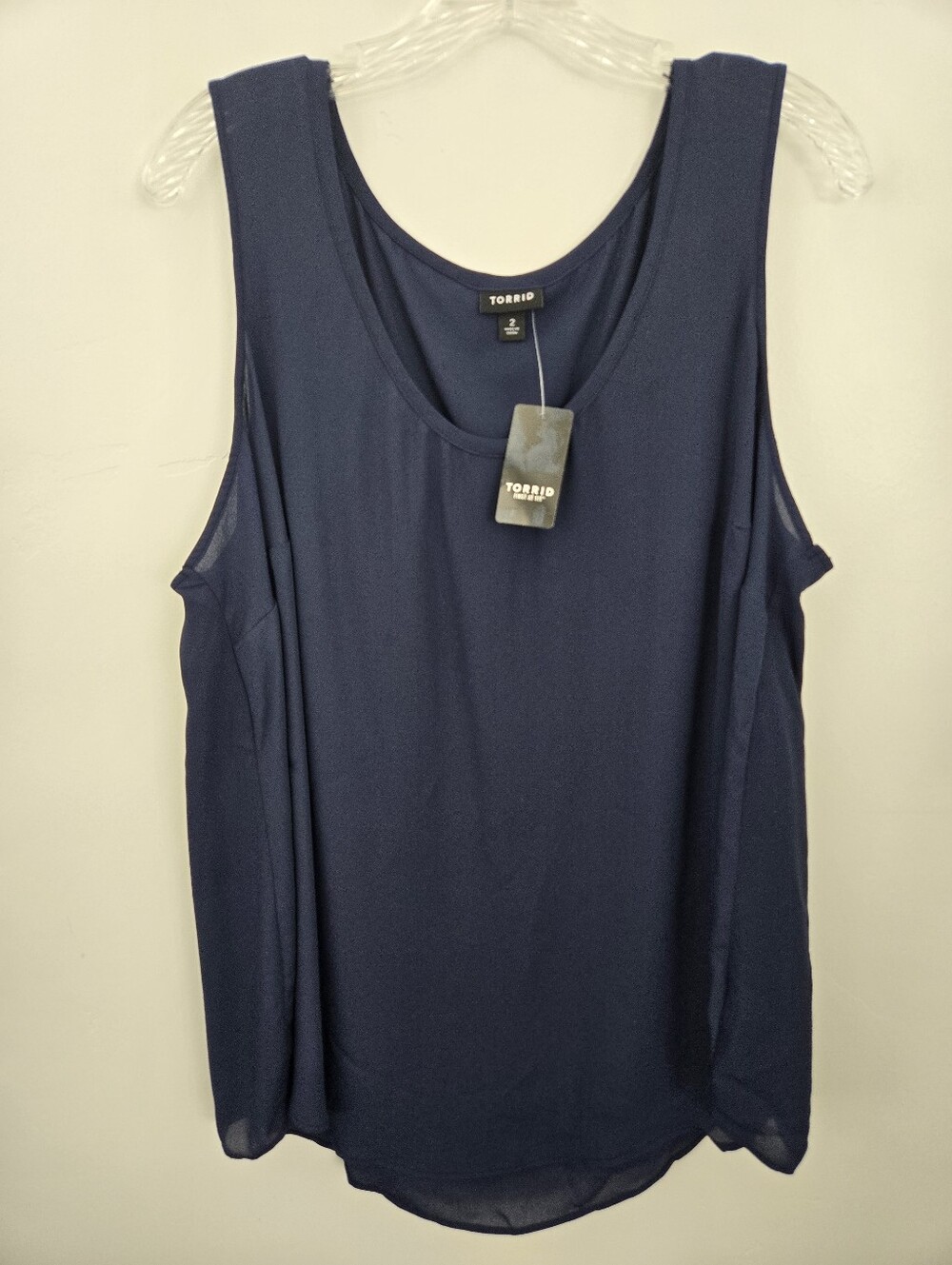 Torrid Navy Blue Georgette Shirttail Tank Top. Size 2X. New.